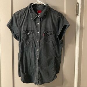Levi's Women's Gray Denim Short Sleeve Shirt